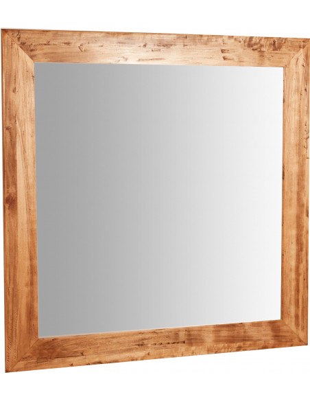 Specchiera quadrata a muro in legno massello di tiglio finitura naturale 100x3x100 cm