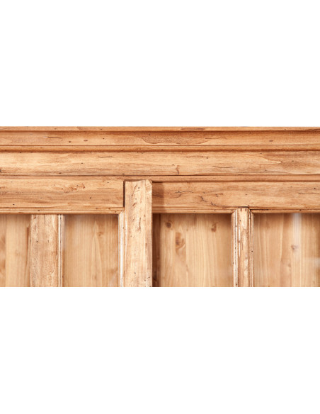 Libreria vetrina con ante scorrevoli in legno massello di tiglio, finitura naturale 154x37x212 cm