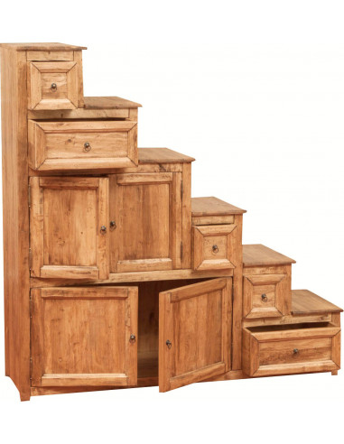 Móveis de gabinete em escala do país em madeira maciça de acabamento natural de Linden 140x42x142 cm Móveis de gabinete em escala do país em madeira maciça de acabamento natural de Linden 140x42x142 cm