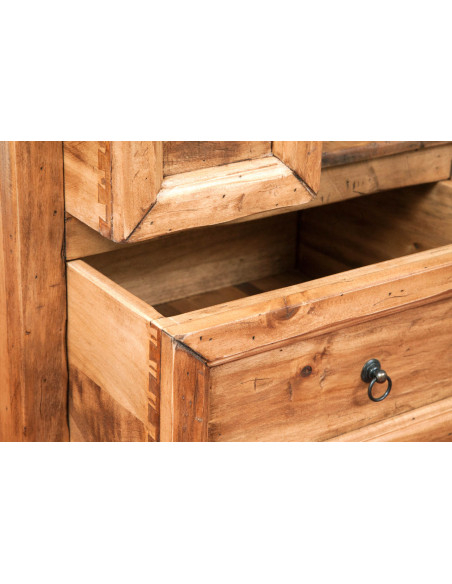 Móveis de gabinete em escala do país em madeira maciça de acabamento natural de Linden 140x42x142 cm