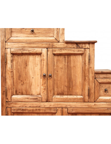 Mobile cassettiera a scala Country in legno massello di tiglio finitura naturale 140x42x142 cm Mobile cassettiera a scala Country in legno massello di tiglio finitura naturale 140x42x142 cm