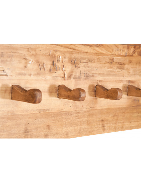 Attaccapanni a mensola in legno massello di tiglio finitura naturale 200x22x27 cm