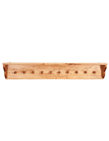 Attaccapanni a mensola in legno massello di tiglio finitura naturale 157x22x25 cm