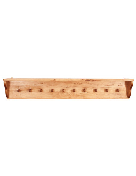 Attaccapanni a mensola in legno massello di tiglio finitura naturale 157x22x25 cm