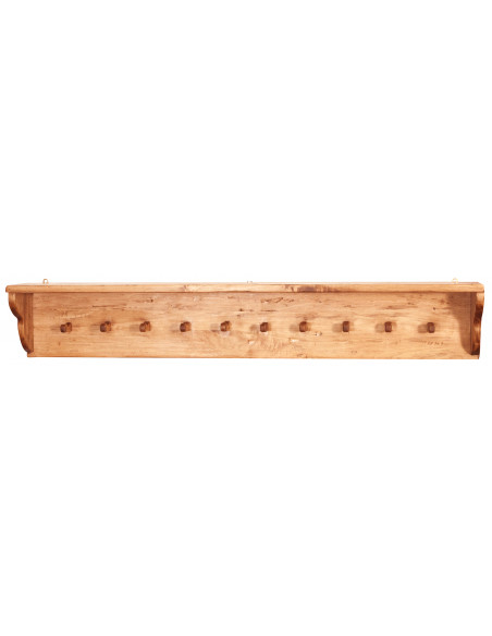Attaccapanni a mensola in legno massello di tiglio finitura naturale 157x22x25 cm