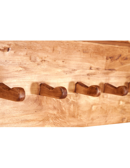 Attaccapanni a mensola in legno massello di tiglio finitura naturale 157x22x25 cm