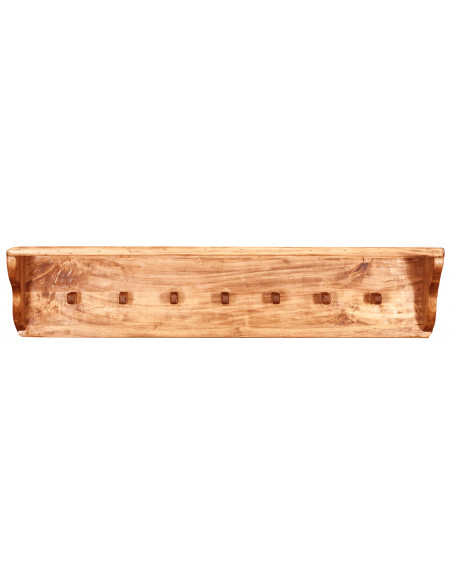 Attaccapanni a mensola in legno massello di tiglio finitura naturale 145x22x27 cm