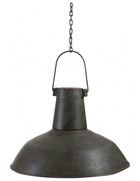 Lampadario Industrial a sospensione non elettrificato L50xPR50xH30 cm in ferro finitura verde anticata