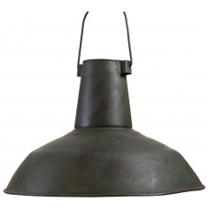 Lampadario Industrial a sospensione non elettrificato L50xPR50xH30 cm in ferro finitura verde anticata 2