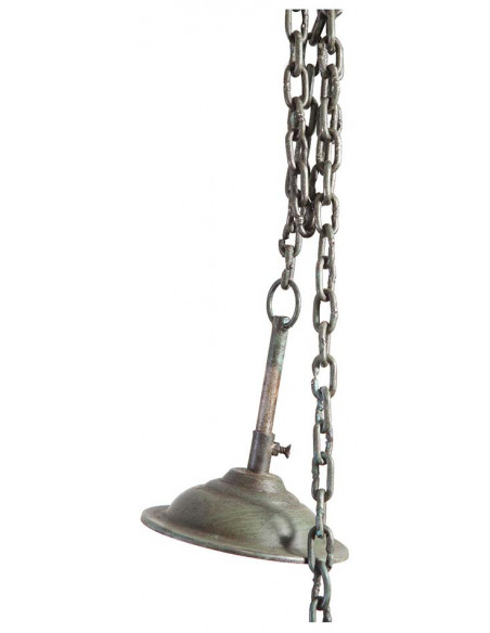 Lampadario Industrial a sospensione non elettrificato L50xPR50xH30 cm in ferro finitura verde anticata