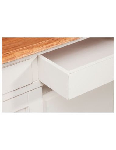 Aparador do país em madeira maciça de Linden Anti -White Acabamento natural acabamento natural 142x50x90 cm Aparador do país em madeira maciça de Linden Anti -White Acabamento natural acabamento natural 142x50x90 cm
