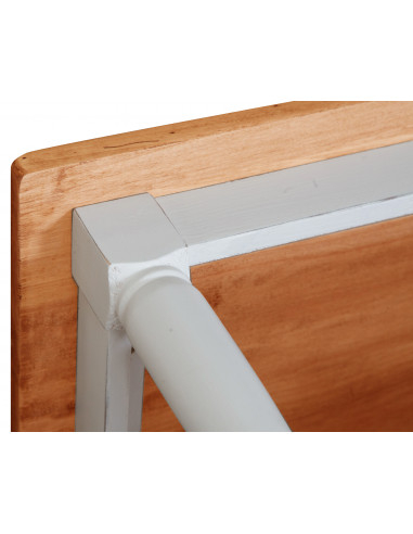 Mesa de centro country em madeira maciça de limão, estrutura branca antiga, tampo com acabamento natural 70x70x45 cm Mesa de centro country em madeira maciça de limão, estrutura branca antiga, tampo com acabamento natural 70x70x45 cm