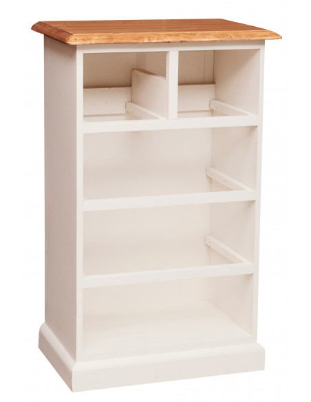 Cômoda country em madeira maciça de limão, estrutura branca antiga, acabamento natural 63x41x100 cm