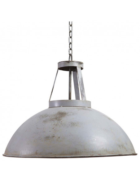 Lampadario Industrial a sospensione non elettrificato L46xPR46xH40 cm in ferro finitura bianca anticata