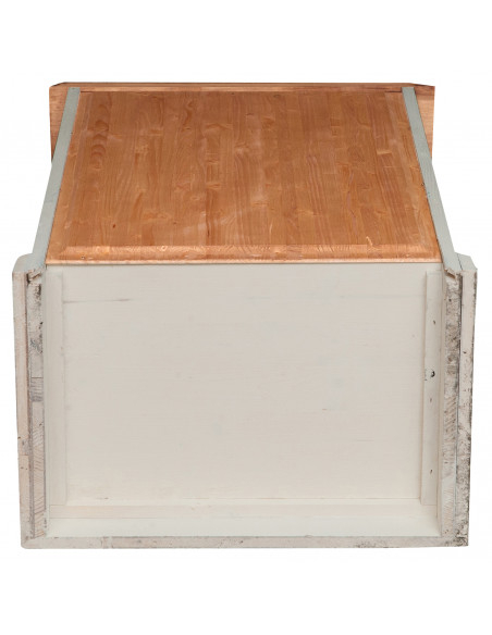 Cassettiera Country in legno massello di tiglio struttura bianca anticata finitura naturale 63x41x100 cm