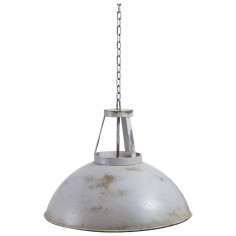 Lustre suspenso industrial não eletrificado W46xDP46xH40 cm em ferro, acabamento branco antigo 2