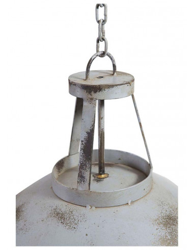 Lampadario Industrial a sospensione non elettrificato L46xPR46xH40 cm in ferro finitura bianca anticata Lampadario Industrial a sospensione non elettrificato L46xPR46xH40 cm in ferro finitura bianca anticata