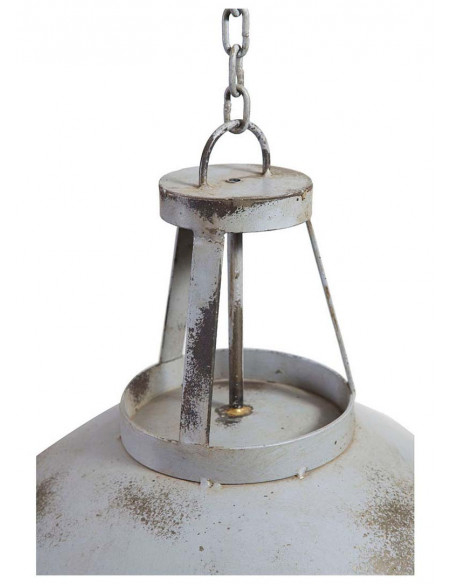 Lampadario Industrial a sospensione non elettrificato L46xPR46xH40 cm in ferro finitura bianca anticata