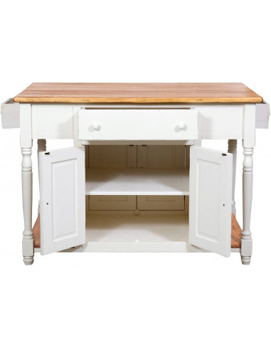 Banco da lavoro bifacciale in legno massello di tiglio struttura bianca anticata piano finitura naturale130x80x88 cm Banco da lavoro bifacciale in legno massello di tiglio struttura bianca anticata piano finitura naturale130x80x88 cm