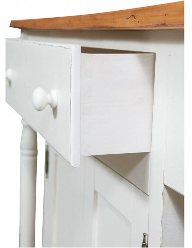 Banco da lavoro bifacciale in legno massello di tiglio struttura bianca anticata piano finitura naturale130x80x88 cm Banco da lavoro bifacciale in legno massello di tiglio struttura bianca anticata piano finitura naturale130x80x88 cm