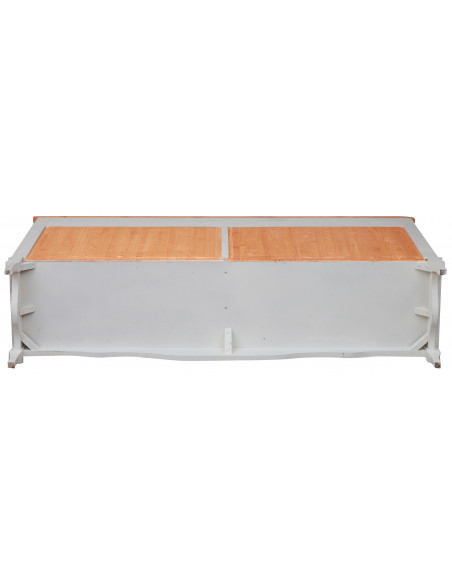 Aparador country em madeira maciça de limão, estrutura branca antiga, tampo com acabamento natural 170x42x92 cm
