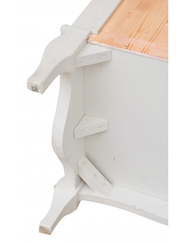 Credenza Country in legno massello di tiglio struttura bianca anticata piano finitura naturale 170x42x92 cm Credenza Country in legno massello di tiglio struttura bianca anticata piano finitura naturale 170x42x92 cm