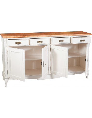 Aparador country em madeira maciça de limão, estrutura branca antiga, tampo com acabamento natural 170x42x92 cm Aparador country em madeira maciça de limão, estrutura branca antiga, tampo com acabamento natural 170x42x92 cm