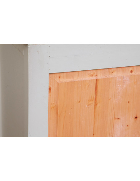 Credenza Country in legno massello di tiglio struttura bianca anticata piano finitura naturale 160x42x90 cm