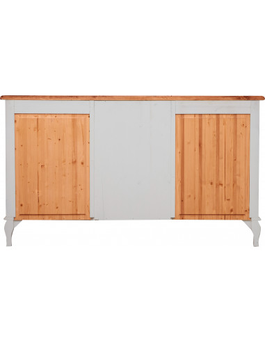 Aparador country em madeira maciça de limão, estrutura branca antiga, tampo com acabamento natural 160x42x90 cm Aparador country em madeira maciça de limão, estrutura branca antiga, tampo com acabamento natural 160x42x90 cm