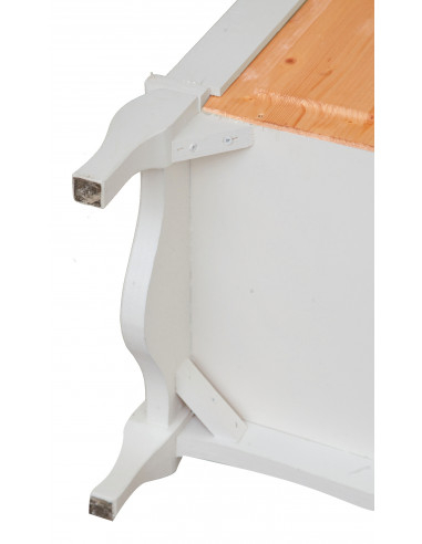 Credenza Country in legno massello di tiglio struttura bianca anticata piano finitura naturale 160x42x90 cm Credenza Country in legno massello di tiglio struttura bianca anticata piano finitura naturale 160x42x90 cm