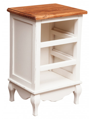 Cômoda country em madeira maciça de limão, estrutura branca, tampo com acabamento natural, 46x36x70 cm Cômoda country em madeira maciça de limão, estrutura branca, tampo com acabamento natural, 46x36x70 cm