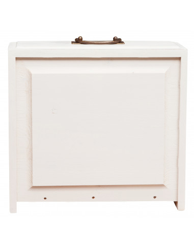 Cômoda country em madeira maciça de limão, estrutura branca, tampo com acabamento natural, 46x36x70 cm Cômoda country em madeira maciça de limão, estrutura branca, tampo com acabamento natural, 46x36x70 cm