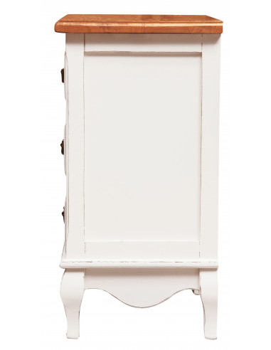 Cômoda country em madeira maciça de limão, estrutura branca, tampo com acabamento natural, 46x36x70 cm Cômoda country em madeira maciça de limão, estrutura branca, tampo com acabamento natural, 46x36x70 cm