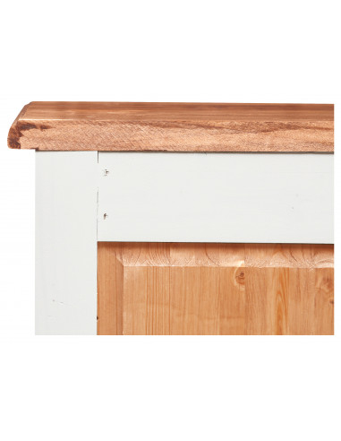 Cômoda country em madeira maciça de limão, estrutura branca, tampo com acabamento natural, 46x36x70 cm Cômoda country em madeira maciça de limão, estrutura branca, tampo com acabamento natural, 46x36x70 cm
