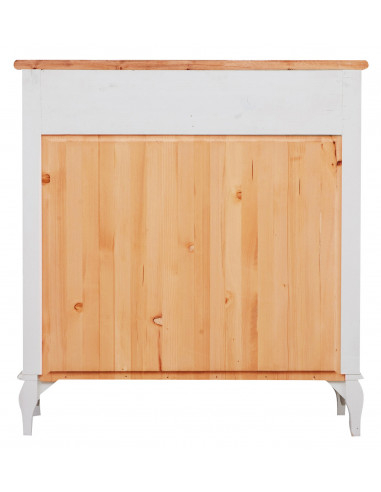 Comò Country in legno massello di tiglio struttura bianca anticata piano finitura noce 100x45x106 cm Comò Country in legno massello di tiglio struttura bianca anticata piano finitura noce 100x45x106 cm