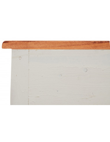 Comò Country in legno massello di tiglio struttura bianca anticata piano finitura noce 107x47x80 cm Comò Country in legno massello di tiglio struttura bianca anticata piano finitura noce 107x47x80 cm
