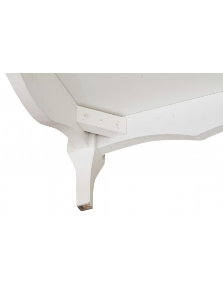 Cômoda country em madeira maciça de limão com estrutura branca antiga e tampo com acabamento em nogueira 107x47x80 cm