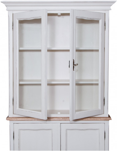 Aparador em madeira maciça de cal, estrutura branca, tampo com acabamento natural, 100x38x200 cm Aparador em madeira maciça de cal, estrutura branca, tampo com acabamento natural, 100x38x200 cm