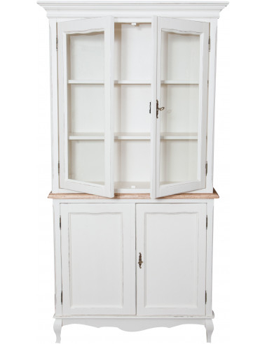 Credenza in legno massello di tiglio struttura bianca piano finitura naturale 100x38x200 cm Credenza in legno massello di tiglio struttura bianca piano finitura naturale 100x38x200 cm