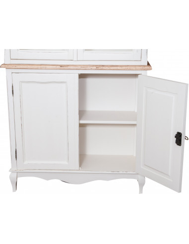 Credenza in legno massello di tiglio struttura bianca piano finitura naturale 100x38x200 cm Credenza in legno massello di tiglio struttura bianca piano finitura naturale 100x38x200 cm