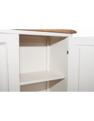 Credenza in legno massello di tiglio struttura bianca piano finitura naturale 100x38x200 cm Credenza in legno massello di tiglio struttura bianca piano finitura naturale 100x38x200 cm