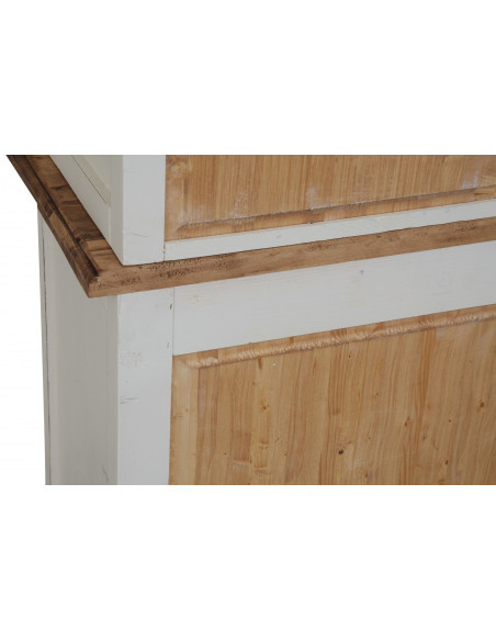Credenza in legno massello di tiglio struttura bianca piano finitura naturale 100x38x200 cm