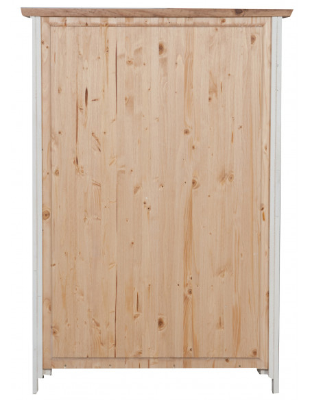 Piccola libreria Country in legno massello di tiglio struttura bianca anticata piano finitura naturale 68x25x98 cm