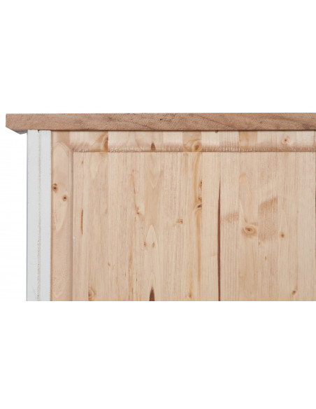 Piccola libreria Country in legno massello di tiglio struttura bianca anticata piano finitura naturale 68x25x98 cm