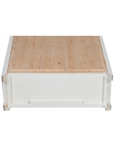 Piccola libreria Country in legno massello di tiglio struttura bianca anticata piano finitura naturale 68x25x98 cm Piccola libreria Country in legno massello di tiglio struttura bianca anticata piano finitura naturale 68x25x98 cm