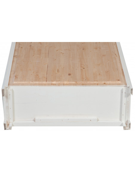 Piccola libreria Country in legno massello di tiglio struttura bianca anticata piano finitura naturale 68x25x98 cm