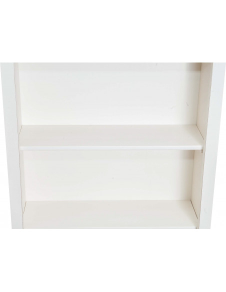Piccola libreria Country in legno massello di tiglio struttura bianca anticata piano finitura naturale 68x25x98 cm