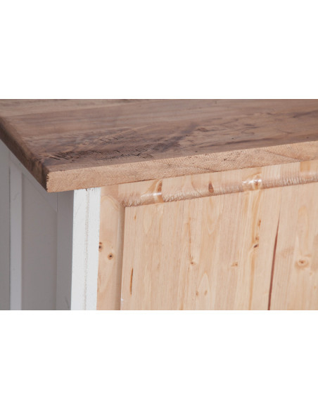 Stipetto Country in legno massello di tiglio struttura bianca anticata piano finitura naturale 68x25x98 cm