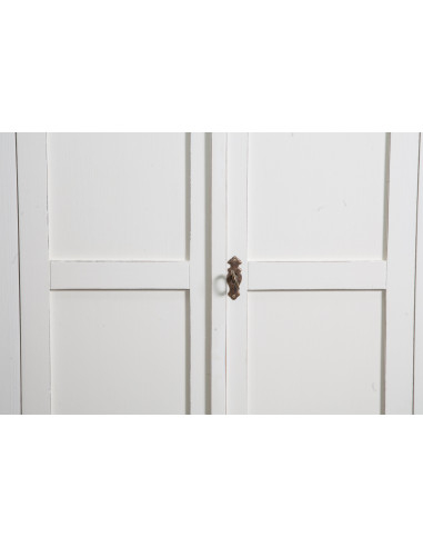 Stipetto Country in legno massello di tiglio struttura bianca anticata piano finitura naturale 68x25x98 cm Stipetto Country in legno massello di tiglio struttura bianca anticata piano finitura naturale 68x25x98 cm