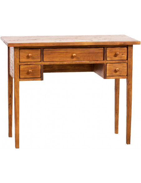 Writing desk in solid lime wood walnut finish by Biscottini.it